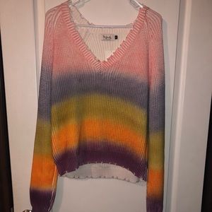 Distressed Rainbow Ombre Sweater